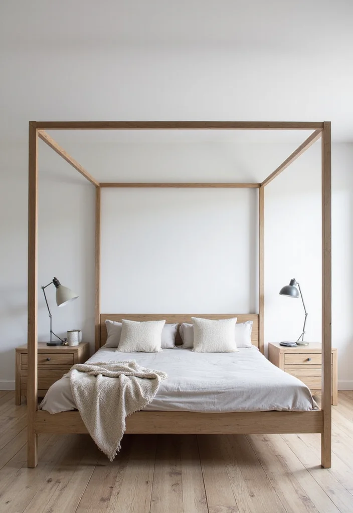 12 Four Poster Bedroom Ideas for Elegant Classic Comfortable Looks - 2. Minimalist Elegance