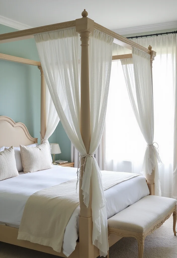 12 Four Poster Bedroom Ideas for Elegant Classic Comfortable Looks - 4. Classic White Drapes
