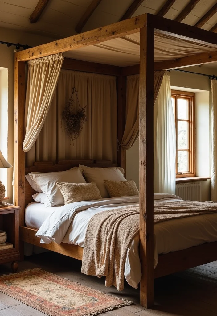 12 Four Poster Bedroom Ideas for Elegant Classic Comfortable Looks - 5. Rustic Charm