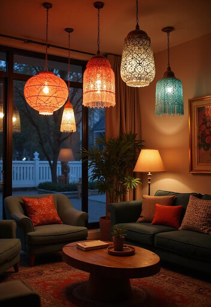 12 Funky Living Room Ideas for Playful Colorful Creative Vibes 34 12 Funky Living Room Ideas for Playful Colorful Creative Vibes 4. Statement Lighting