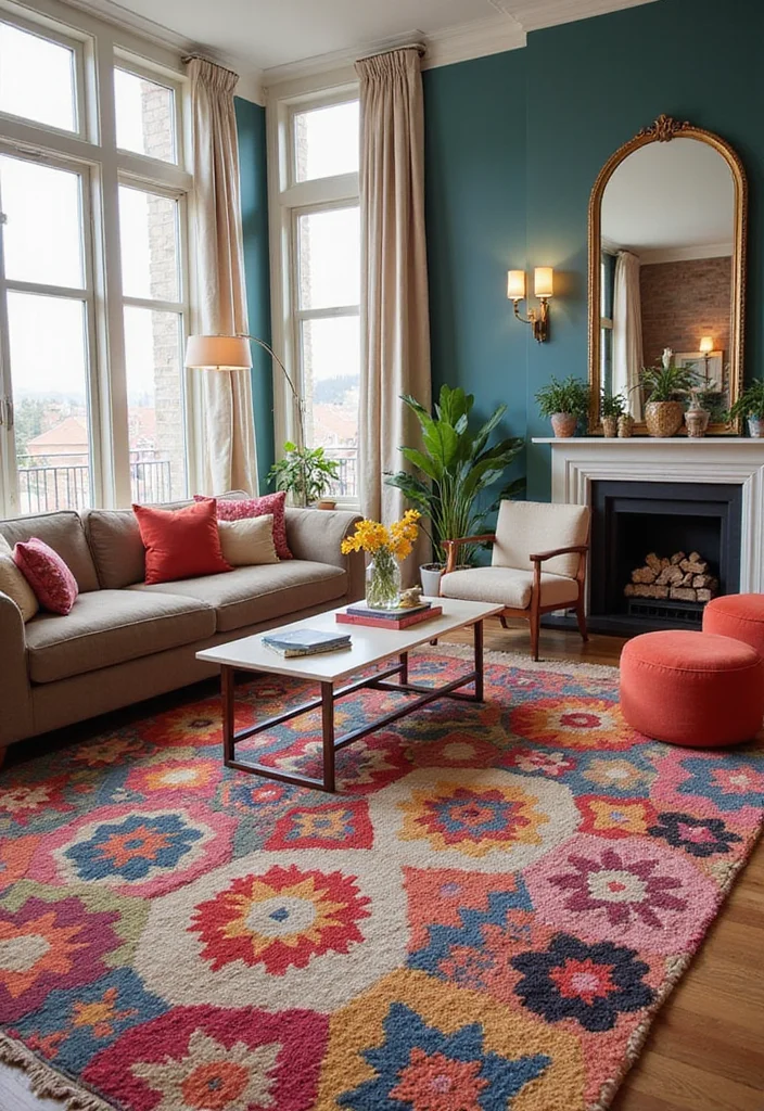 12 Funky Living Room Ideas for Playful Colorful Creative Vibes 67 12 Funky Living Room Ideas for Playful Colorful Creative Vibes 7. Fun Rugs