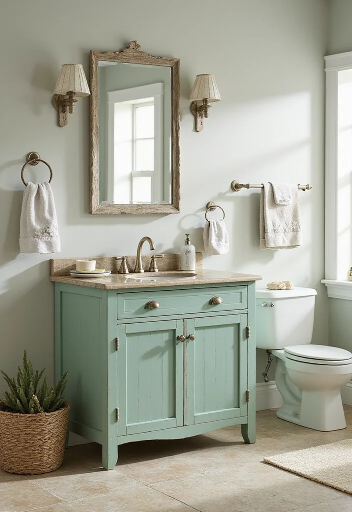 12 Green Vanity Bathroom Ideas for Fresh Colorful Modern Charm 11. Seafoam Splash