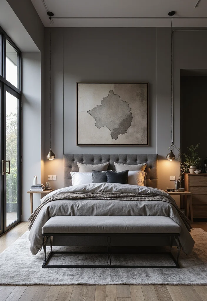12 Grey Bed Frame Bedroom Ideas for Soft Calm Neutral Style - 12. Contemporary Elegance