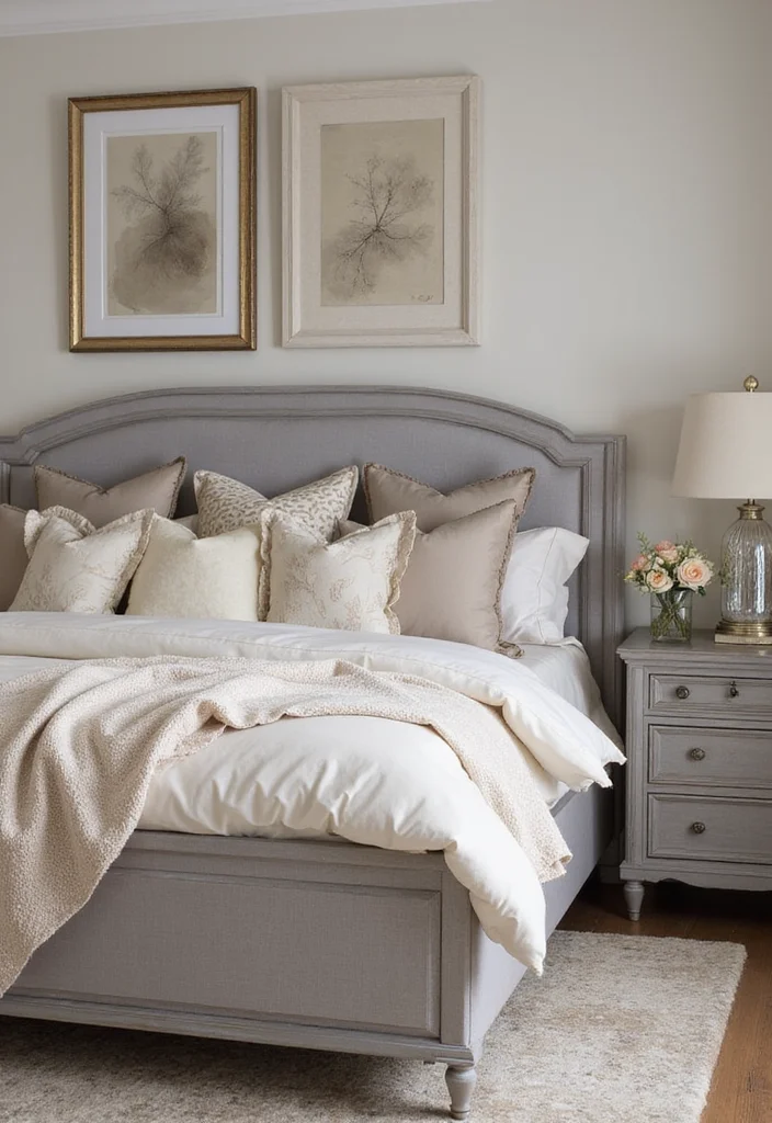 12 Grey Bed Frame Bedroom Ideas for Soft Calm Neutral Style - 7. Elegant Neutrals