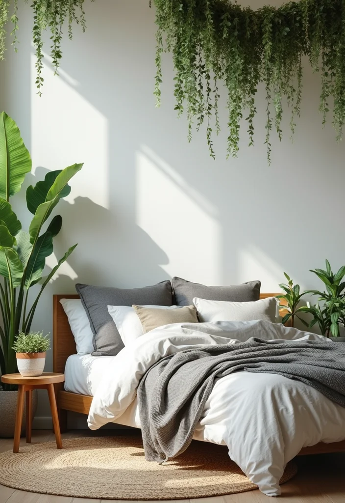 12 Grunge Bedroom Ideas for Dark Edgy Artistic Style 10. Indoor Plants for a Natural Element