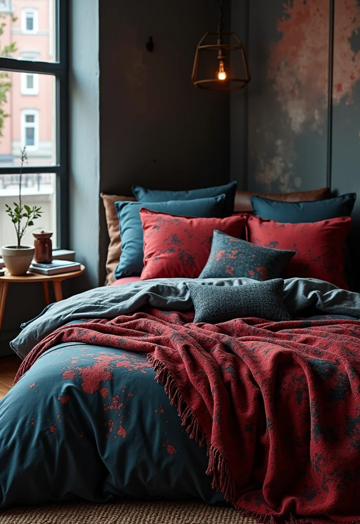 12 Grunge Bedroom Ideas for Dark Edgy Artistic Style 6. Grunge Inspired Bedding