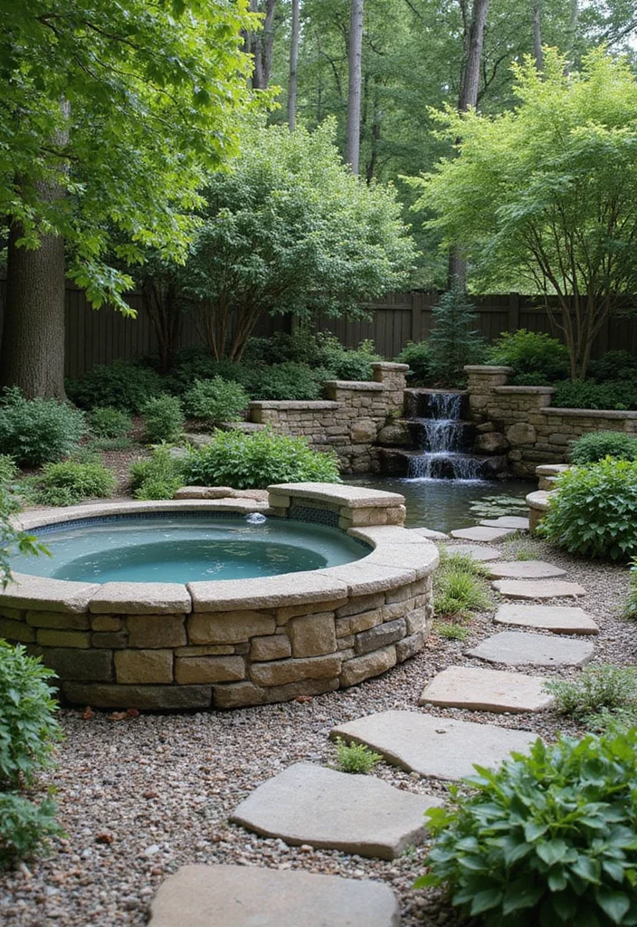 12 Hot Tub and Pool Ideas for Your Backyard Oasis 5. Elegant Stone Cast Hot Tub