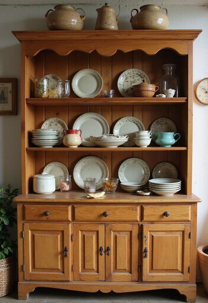 12 Kitchen Hutch Decorating Ideas for Charming Functional Displays 1 12 Kitchen Hutch Decorating Ideas for Charming Functional Displays - 1. Rustic Dishware Display