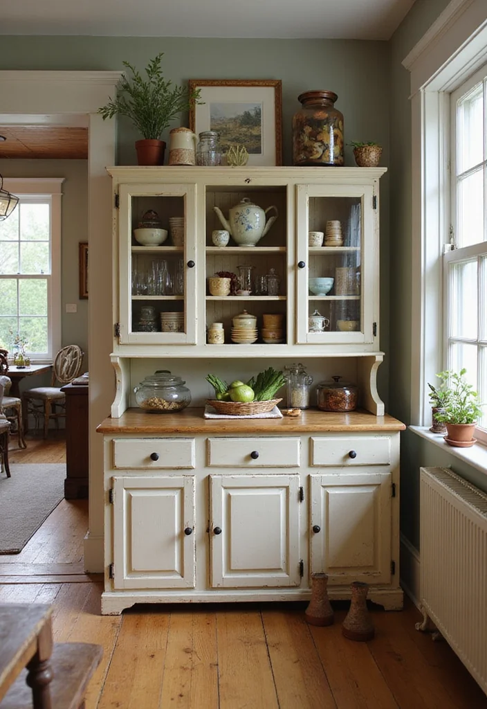 12 Kitchen Hutch Decorating Ideas for Charming Functional Displays 100 12 Kitchen Hutch Decorating Ideas for Charming Functional Displays - 10. Personal Touches with Family Heirlooms