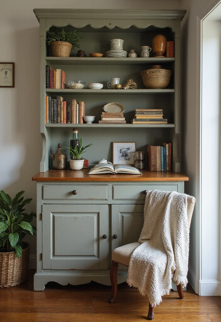 12 Kitchen Hutch Decorating Ideas for Charming Functional Displays 111 12 Kitchen Hutch Decorating Ideas for Charming Functional Displays - 11. Cozy Nook with a Reading Corner