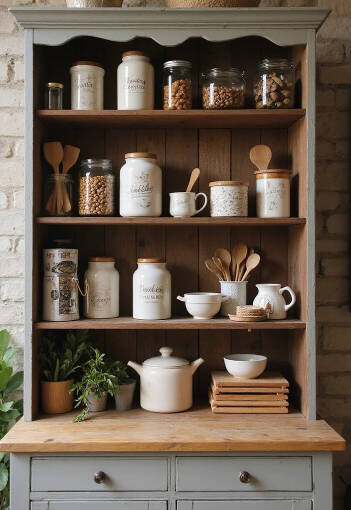 12 Kitchen Hutch Decorating Ideas for Charming Functional Displays 67 12 Kitchen Hutch Decorating Ideas for Charming Functional Displays - 7. Essential Kitchen Tools Gallery