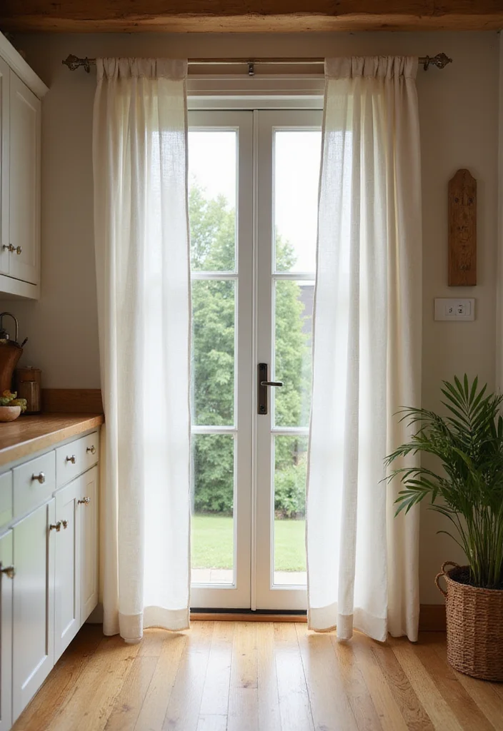 12 Kitchen Patio Door Curtain Ideas for Soft Light and Easy Privacy 12. Eco Conscious Organic Cotton Drapes