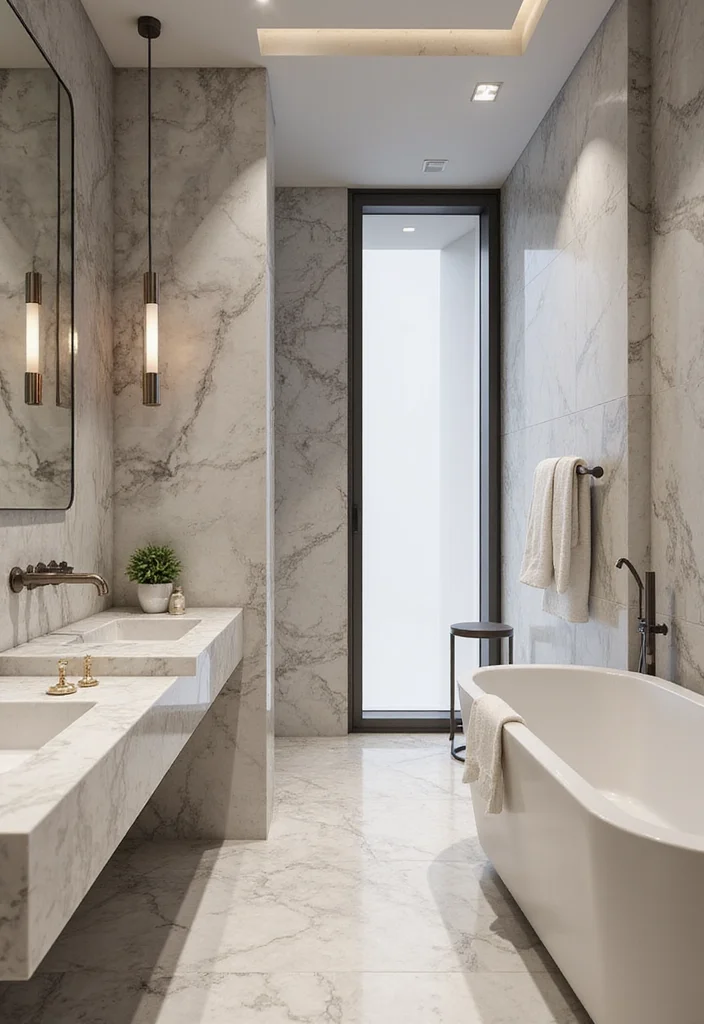 12 Natural Stone Bathroom Ideas for Textured Elegant Spa Appeal 1. Marble Elegance