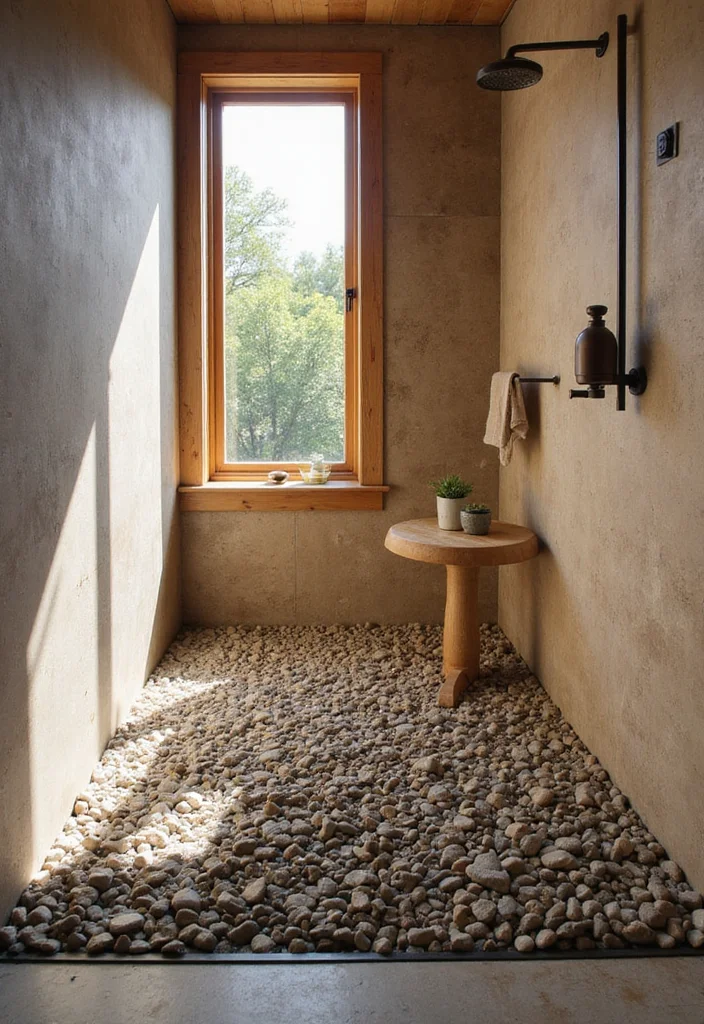 12 Natural Stone Bathroom Ideas for Textured Elegant Spa Appeal 3. River Rock Accents