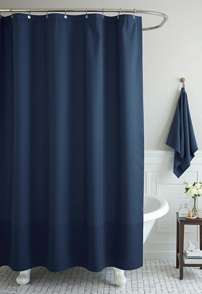 12 Navy Blue Bathroom Ideas for Deep Calm Modern Sophistication 34 12 Navy Blue Bathroom Ideas for Deep Calm Modern Sophistication - 4. Navy Blue Shower Curtains