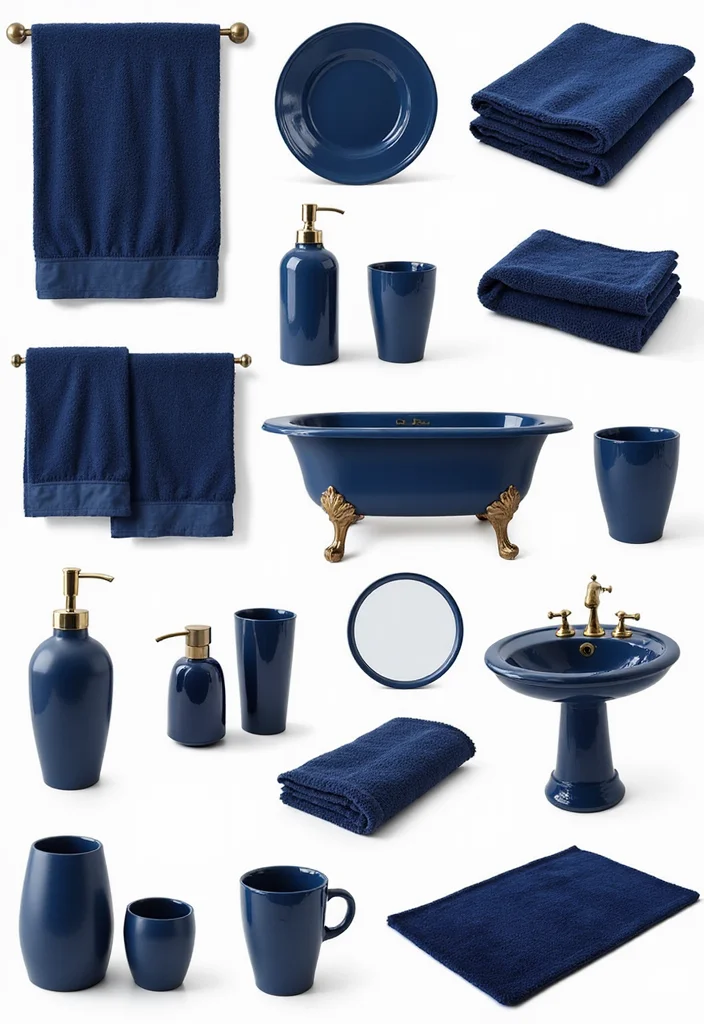 12 Navy Blue Bathroom Ideas for Deep Calm Modern Sophistication 45 12 Navy Blue Bathroom Ideas for Deep Calm Modern Sophistication - 5. Navy Blue Accessories