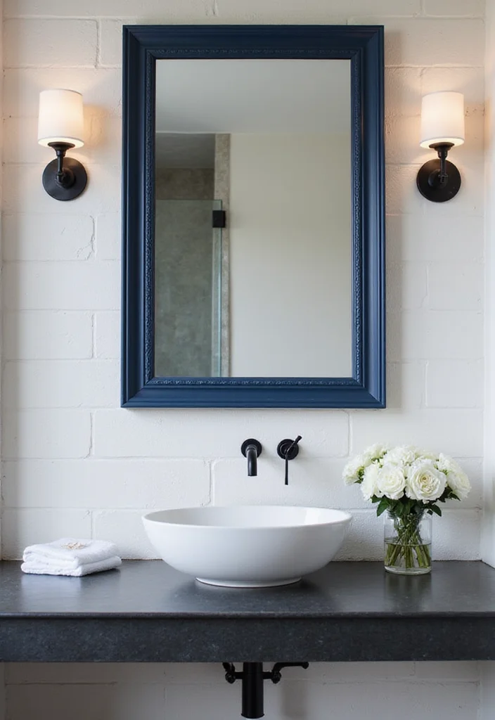 12 Navy Blue Bathroom Ideas for Deep Calm Modern Sophistication 67 12 Navy Blue Bathroom Ideas for Deep Calm Modern Sophistication - 7. Navy Blue Mirrors