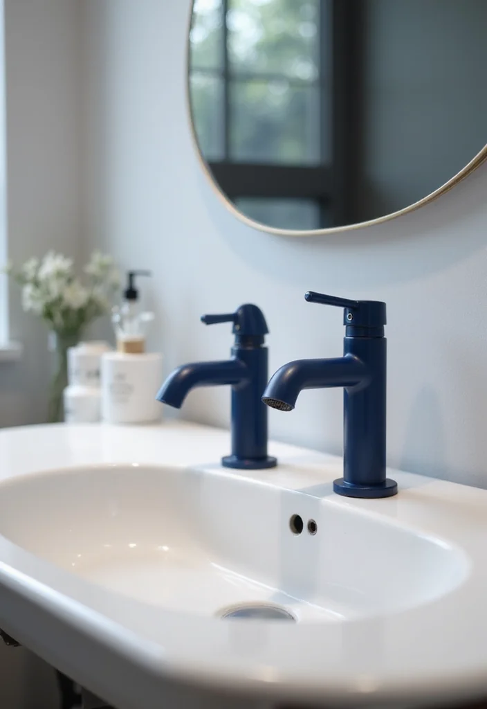 12 Navy Blue Bathroom Ideas for Deep Calm Modern Sophistication 78 12 Navy Blue Bathroom Ideas for Deep Calm Modern Sophistication - 8. Navy Blue Faucets