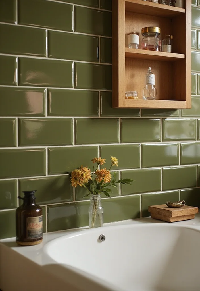 12 Olive Green Bathroom Ideas for Earthy Calm Natural Warmth 1 12 Olive Green Bathroom Ideas for Earthy Calm Natural Warmth 1. Olive Green Subway Tiles