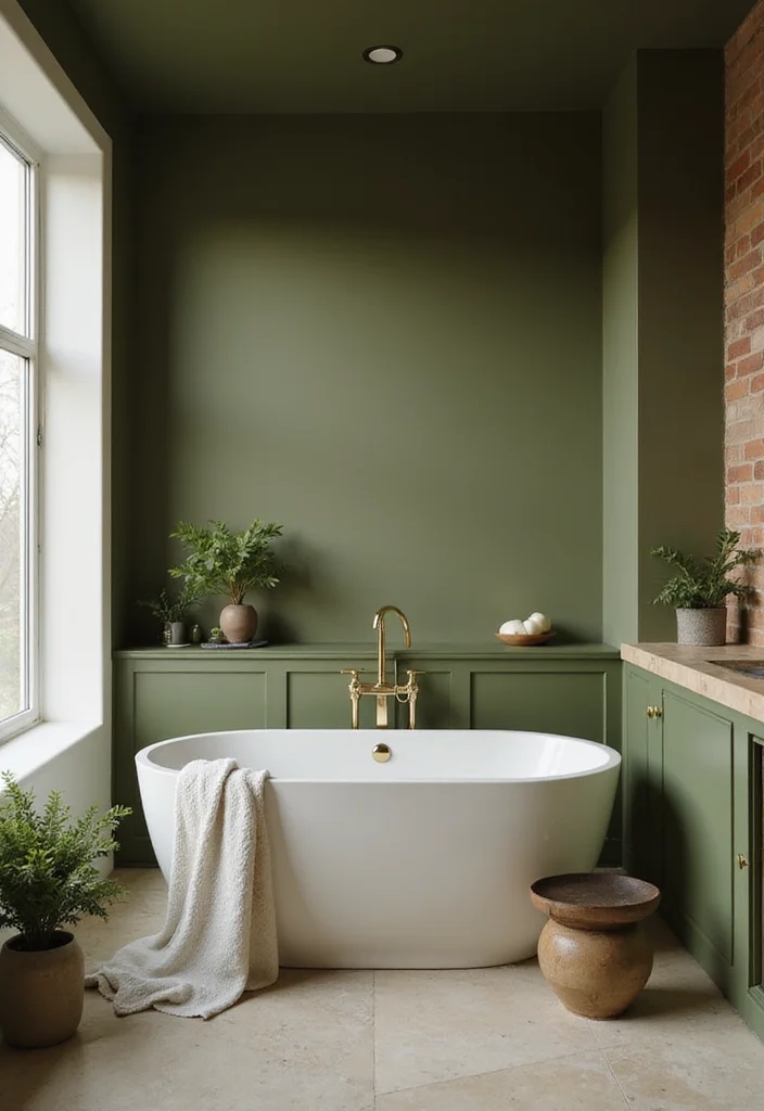12 Olive Green Bathroom Ideas for Earthy Calm Natural Warmth 111 12 Olive Green Bathroom Ideas for Earthy Calm Natural Warmth 11. Freestanding Bathtubs