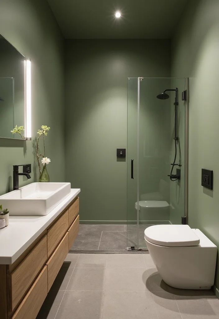 12 Olive Green Bathroom Ideas for Earthy Calm Natural Warmth 122 12 Olive Green Bathroom Ideas for Earthy Calm Natural Warmth 12. Minimalist Approach