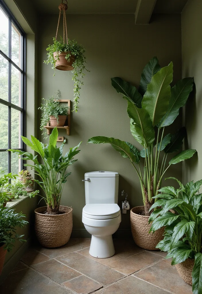 12 Olive Green Bathroom Ideas for Earthy Calm Natural Warmth 45 12 Olive Green Bathroom Ideas for Earthy Calm Natural Warmth 5. Indoor Plants