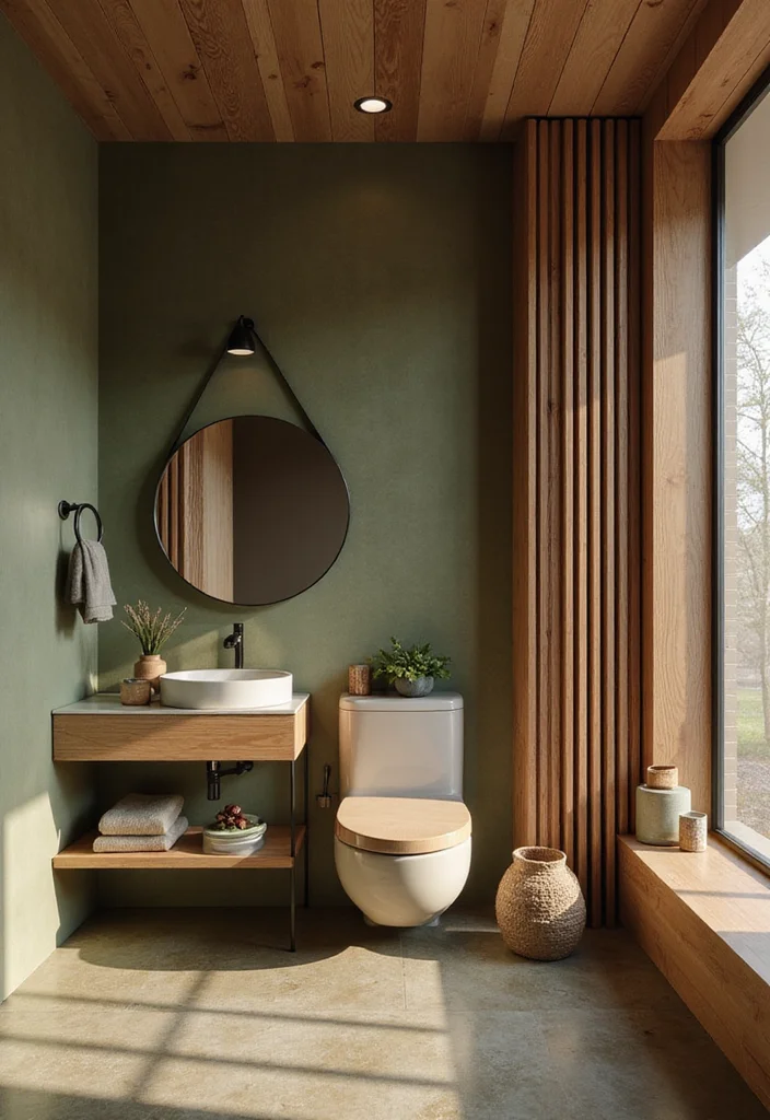 12 Olive Green Bathroom Ideas for Earthy Calm Natural Warmth 56 12 Olive Green Bathroom Ideas for Earthy Calm Natural Warmth 6. Wooden Accents