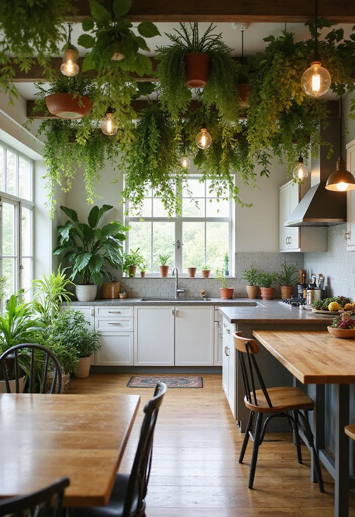 12 Open Kitchen Partition Ideas for Defined Modern Layouts 67 12 Open Kitchen Partition Ideas for Defined Modern Layouts 7. Hanging Plants as Natural Dividers