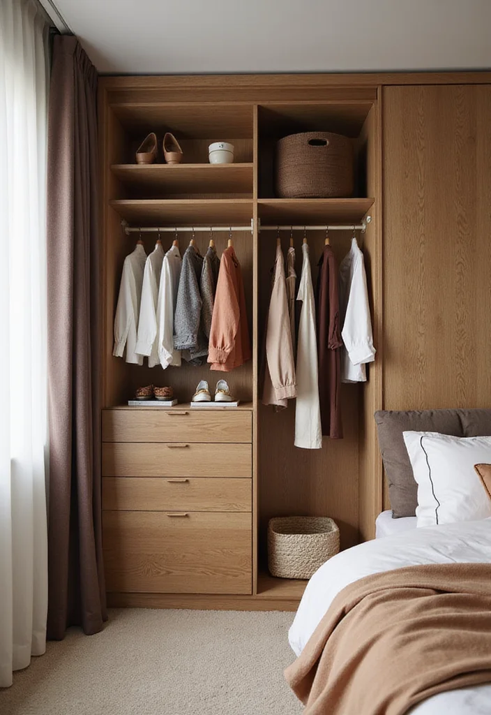 12 Small Bedroom Wardrobe Ideas for Efficient Organized Storage 10. Color Coordination