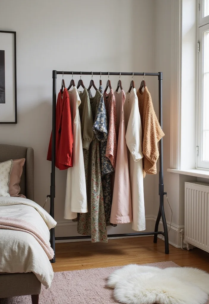12 Small Bedroom Wardrobe Ideas for Efficient Organized Storage 6. Clothing Racks