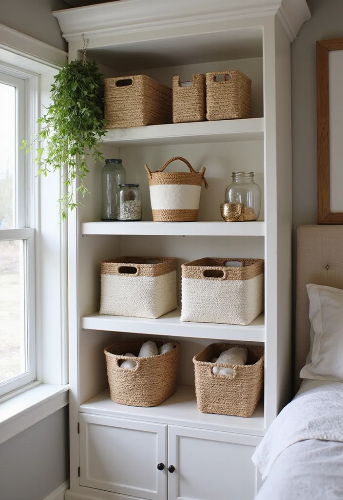 12 Small Bedroom Wardrobe Ideas for Efficient Organized Storage 8. Baskets and Bins