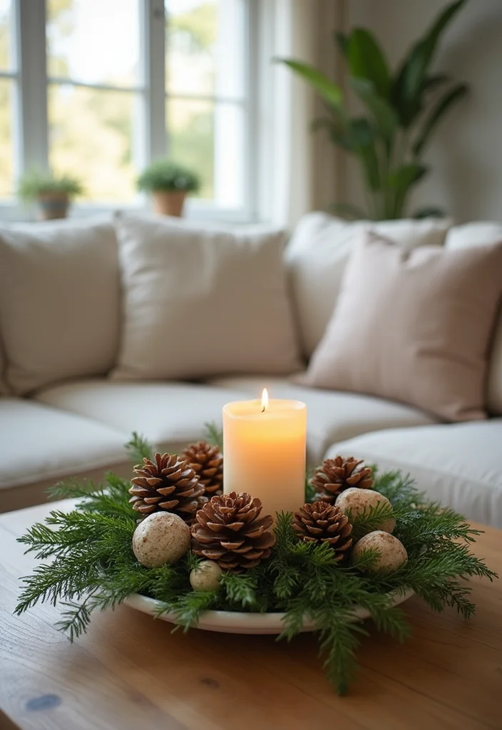 12 Small Living Room Christmas Decor Ideas for Cozy Festive Style 6. Simple Centerpiece Ideas