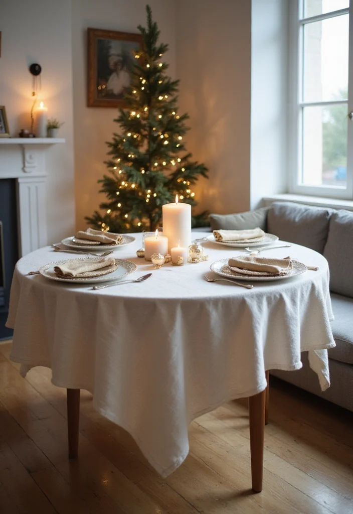 12 Small Living Room Christmas Decor Ideas for Cozy Festive Style 8. Table Settings with a Twist