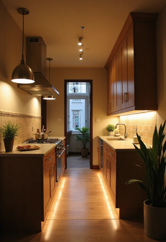 12 Small Narrow Kitchen Ideas for Efficient Smart Space Use - 5. Effective Lighting Solutions