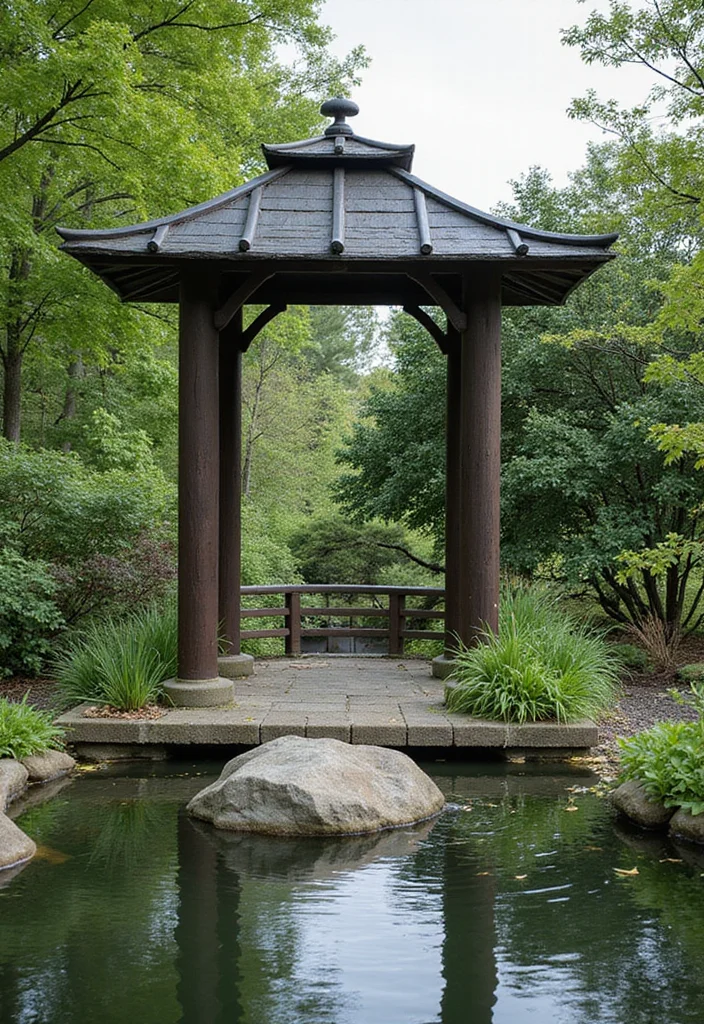 12 Steel Gazebo Ideas for a Durable and Modern Outdoor Shade 8. Zen Inspired Steel Gazebo