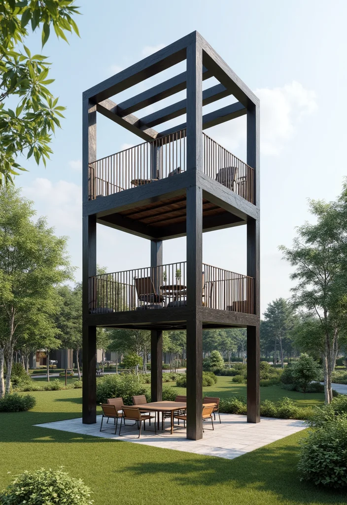12 Steel Gazebo Ideas for a Durable and Modern Outdoor Shade 9. Multi Level Steel Gazebo
