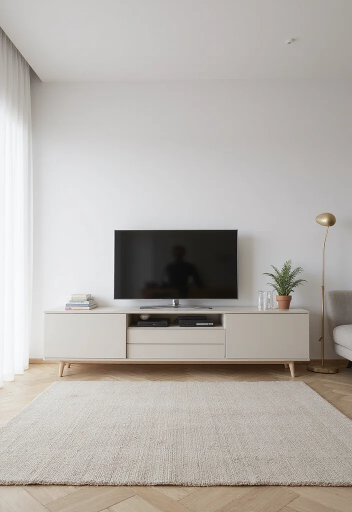 12 TV Ideas for Living Room for Clean Functional Modern Viewing 10. Low Profile TV Stands