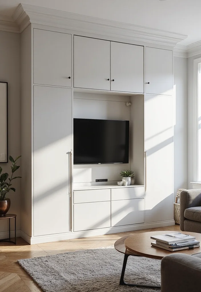 12 TV Ideas for Living Room for Clean Functional Modern Viewing 8. Hidden TV in Cabinetry