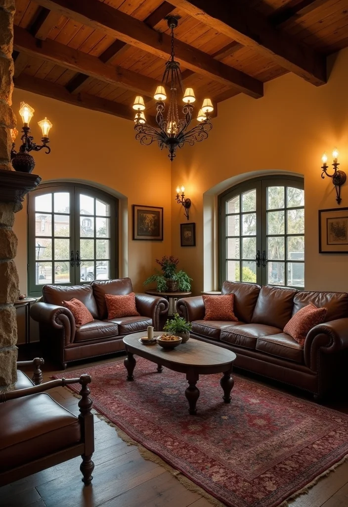 12 Tuscan Living Room Ideas for Old World Warm Textured Charm 56 12 Tuscan Living Room Ideas for Old World Warm Textured Charm - 6. Rustic Lighting Fixtures