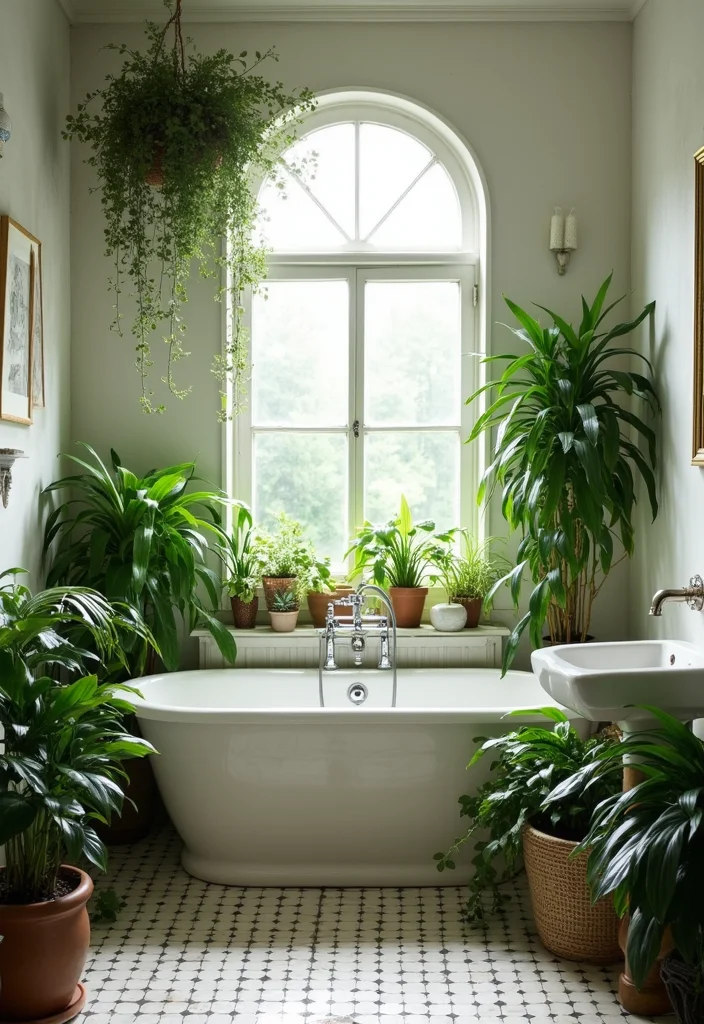 12 Windowless Bathroom Ideas for Bright Airy Light Filled Design 34 12 Windowless Bathroom Ideas for Bright Airy Light Filled Design 4. Incorporate Plants for Freshness