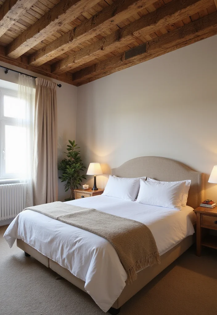 12 Wooden Bedroom Ideas for Warm Natural Comfortable Living - 1. Rustic Wooden Beams