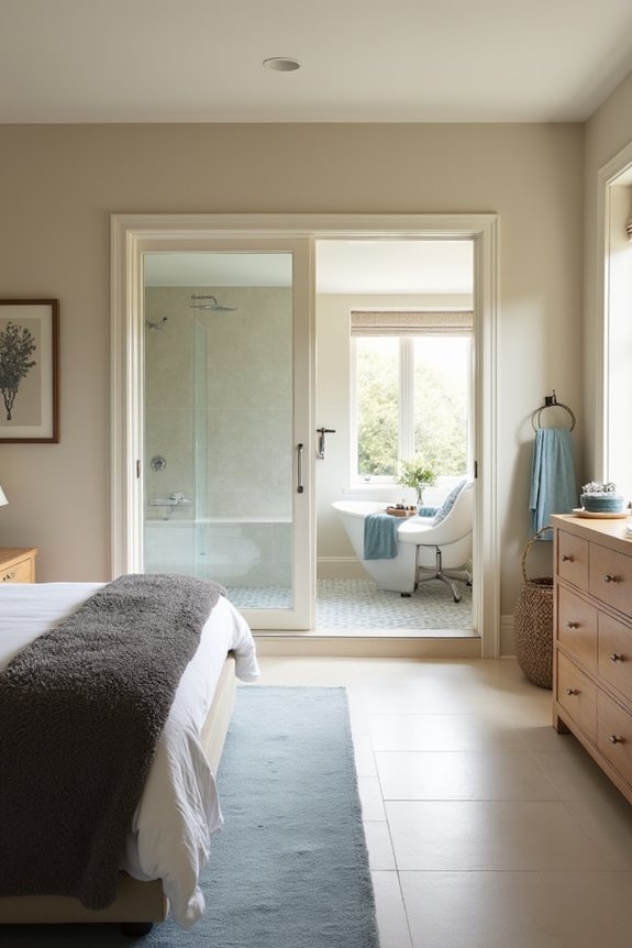 Should Your Bedroom and Bathroom Decor Match? 3 calm blue cohesive spaces