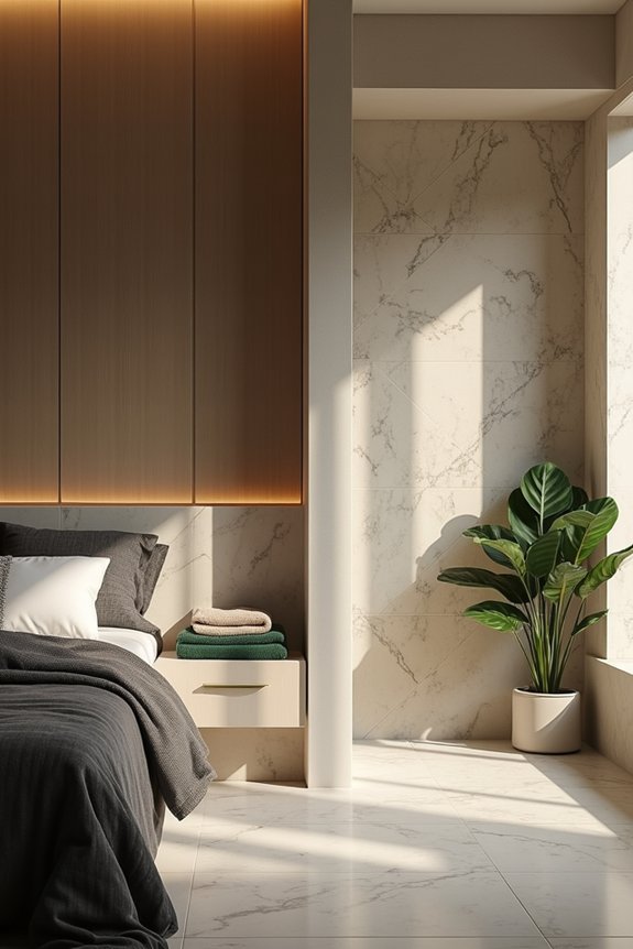 Should Your Bedroom and Bathroom Decor Match? 1 cohesion over matching unify spaces