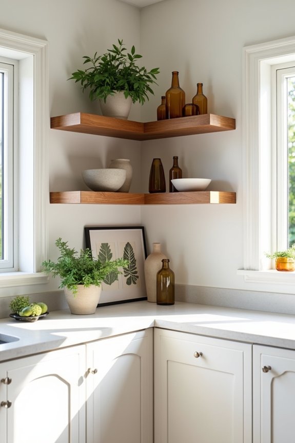 floating shelves varied balanced display