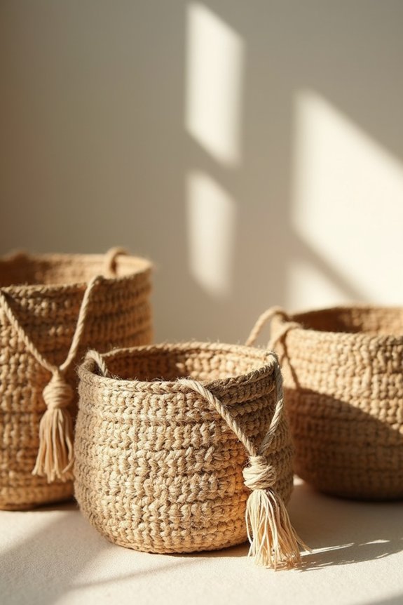 7 Decorative Items to Put in Small Baskets That Transform Any Room 2 layered textiles with twine accents