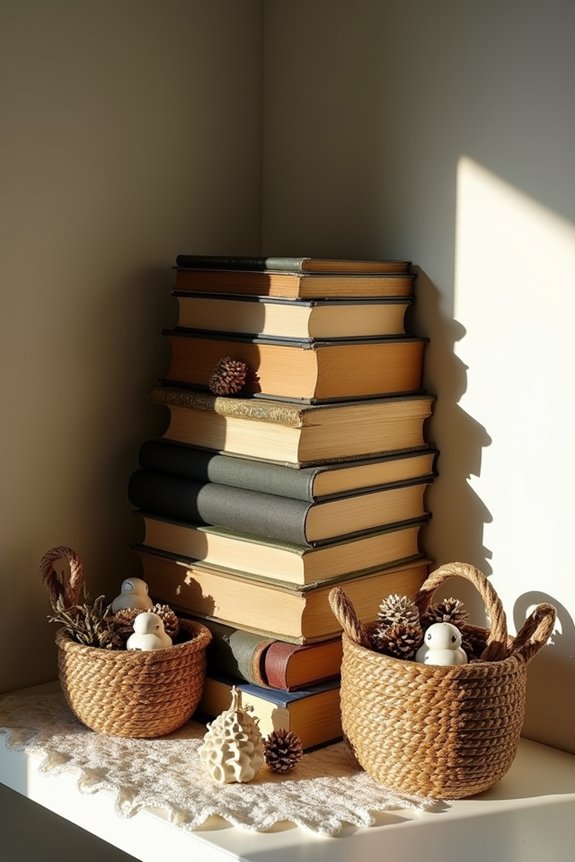 7 Decorative Items to Put in Small Baskets That Transform Any Room 4 mix hardcover paperback visual interest