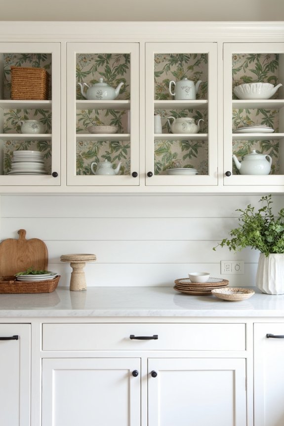 shiplap or wallpaper elevate cabinets