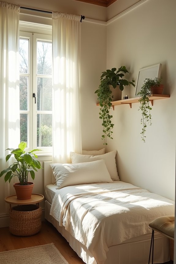 How Do You Decorate a Small Bedroom Without Clutter? 11 soft low maintenance plant vibes