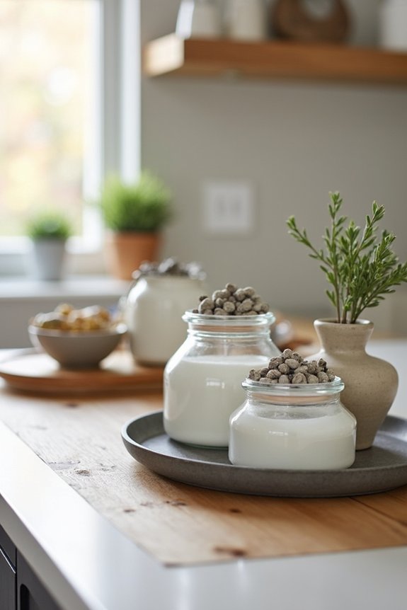 trays organize countertop essentials