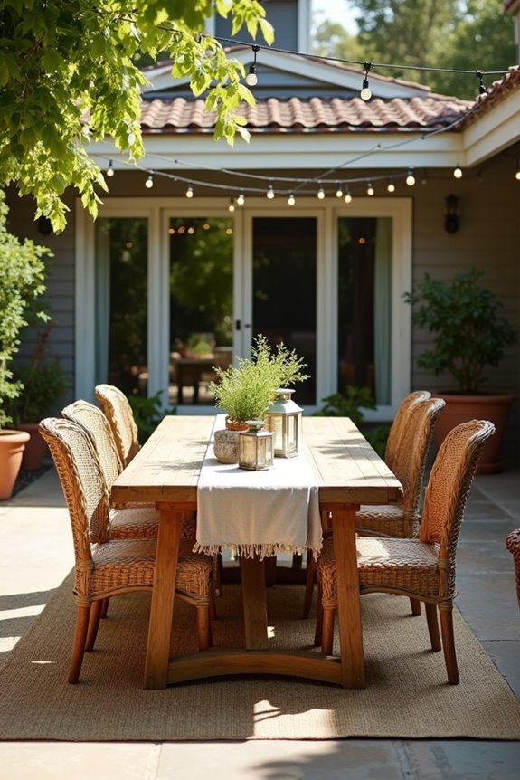 7 Easy Ways to Decorate Your Backyard 4 weatherproof dining space with intentional seating